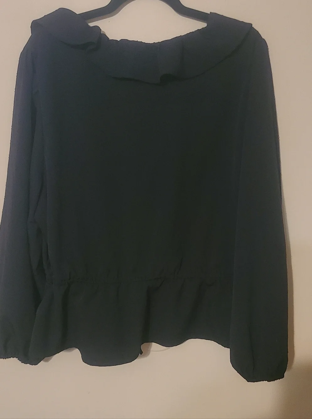 Old Navy Black Ruffle-Neck Long Sleeve Blouse Size XXL - Picture 4 of 5